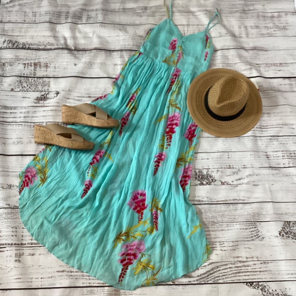 591. Free People Pastel Smocked Sundress Floral Print NWOT Size Large - Picture 13 of 14